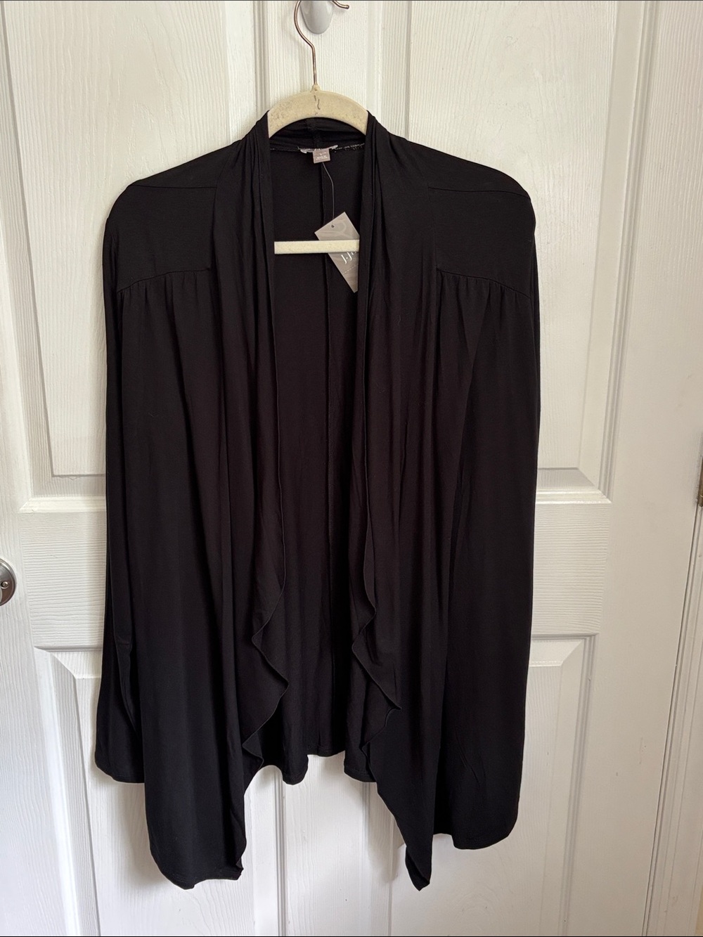 New J. Jill Black Draped Open-Front Women's Cardigan Sweater size Large cover up